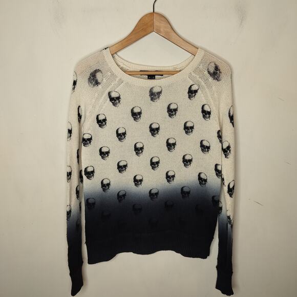 Skull Cashmere Sweater 70% Wool 30% Cashmere Ombre - Picture 1 of 6